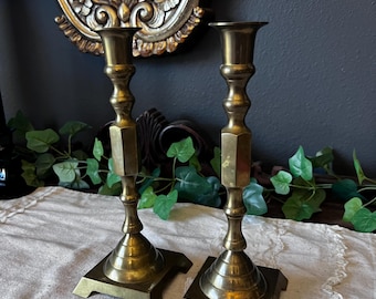 Vintage tall brass candle sticks - Set of 2