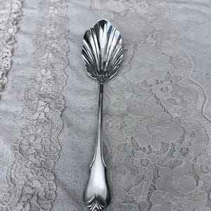 Wallace Sterling Silver Flatware Shell Sugar Spoon Grand Colonial 6&quot;