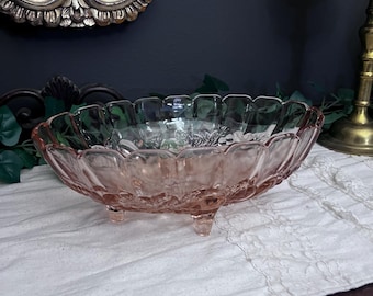 Vintage Jeannette Glass Co Pink Depression Glass Poinsettia Footed