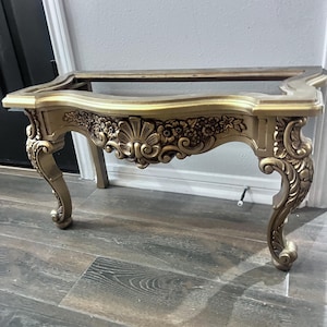 Vintage Hollywood Regency Syroco Gold Baroque Side Entry Table