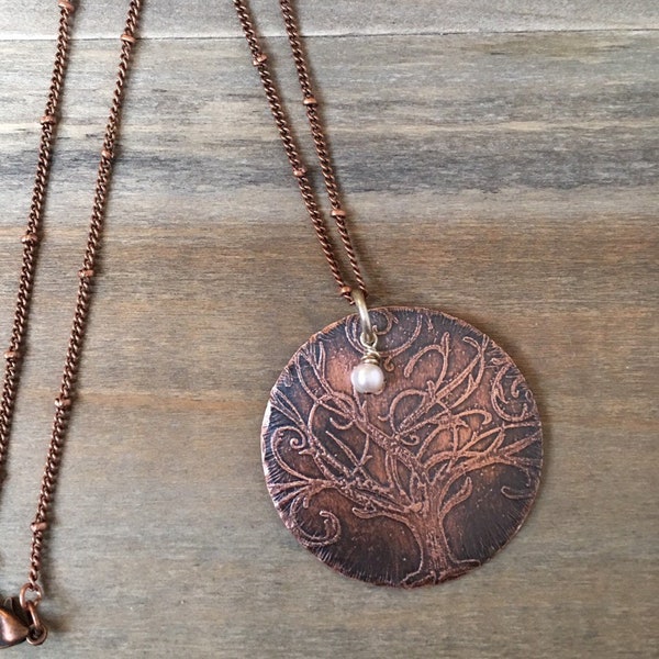7th Anniversary Gift for Women - Tree of Life Pendant Gift for Wife - Copper Anniversary
