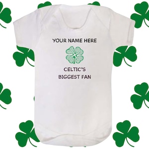 Gepersonaliseerde CELTIC Babygrow Bodysuit / Scotland Football CFC / Baby Shower Gift - Op maat