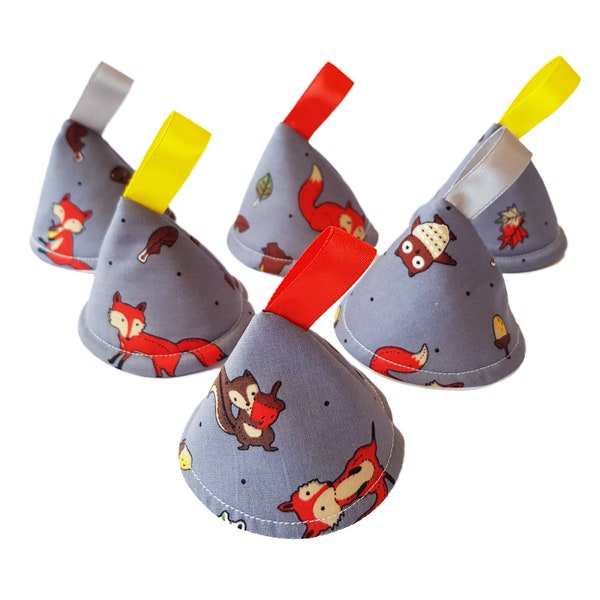 Grau Fox Pee Pee Teepees x6, Wald Natur Sprinkling Wee Wigwam, Baby-Dusche-Jungen. Vegangeschenk