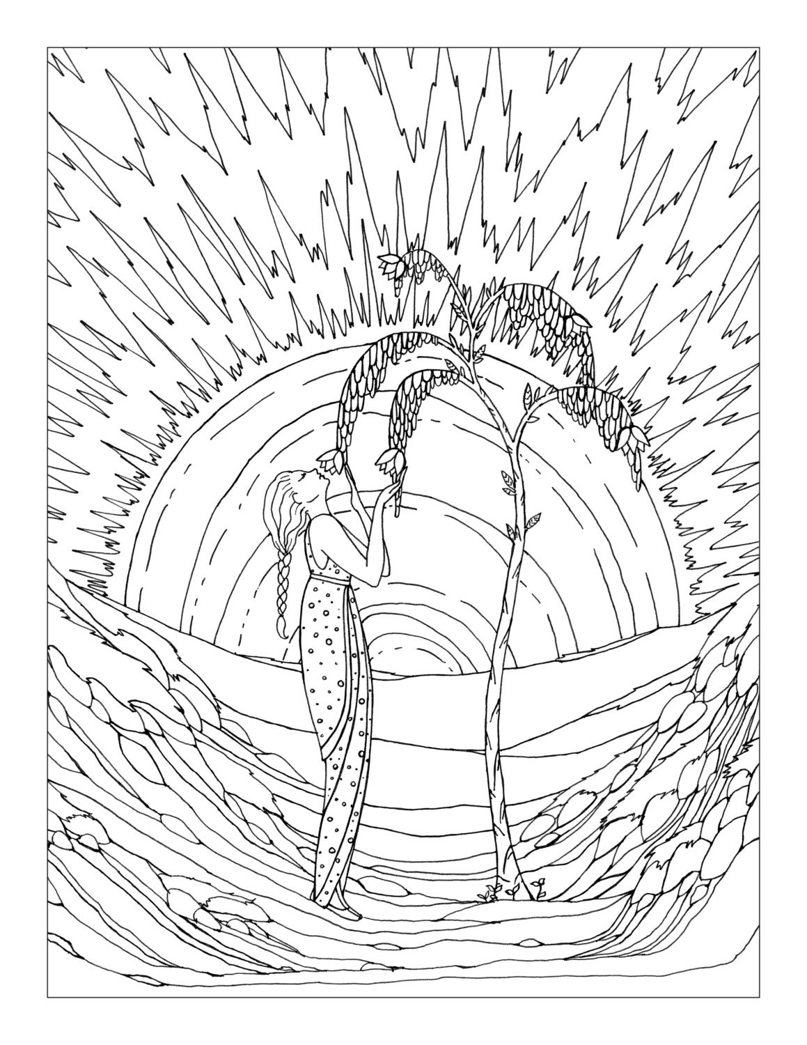 Sunset Coloring Page | Etsy
