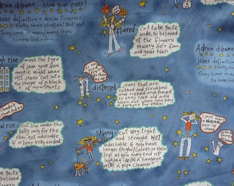 REST, Jeans, Summertime, Patchwork fabric, 0.8 meters, Cotton fabric, INK & ARROW, Comic, Demin