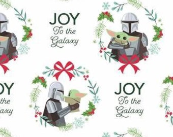 Star Wars Stoff Weihnachten The Mandalorian Joy to the Galaxy Camelot Fabrics 0,5 Meter Baumwollstoff