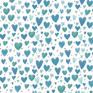 It is raining Cats and Dogs, 0.5 meter cotton fabric, blue hearts, benartex, dachshunds, dogs