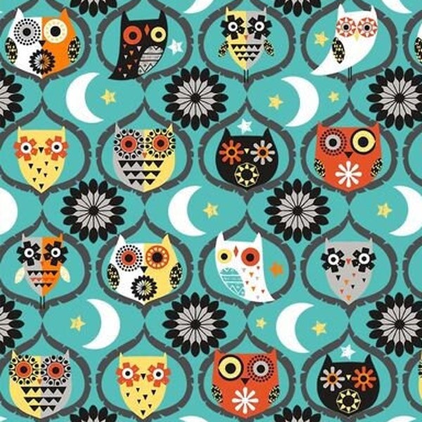 EULEN  Hocus Pocus Owl Night Long Waldtiere 0,5 Meter Baumwollstoff von Michael Miller