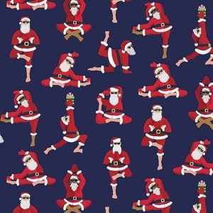 YOGA Namaste Santa Claus Savasana 0.5 meters, cotton fabric by Dear Stella