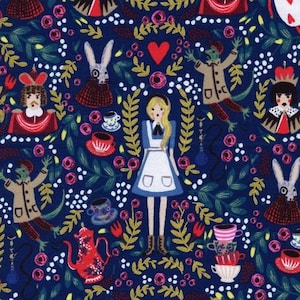 Alice im Wunderland  Grinsekatze Spielkarten WONDERLAND  0,5 Meter Baumwollstoff von Cotton und Steel / Rifle Paper & Co.