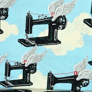 Flying Machine Flying Sewing Machines with Wings 0.5 Meter Cotton Fabric Alexander Henry Nicols Prints
