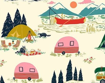 Happy Camper Happy Glamping Auto 0,5 Meter Baumwollstoff von  Dear Stella