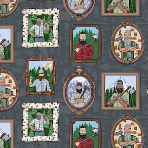 Lumberjack Forest Boys CANADA Pictures 0.5 Meter Cotton Fabric by Dear Stella