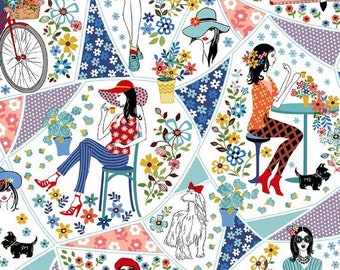 Flor en su cabello Trendsetter Felicity tela de algodón de 0,5 metros de Michael Miller