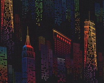 New York City Lights One of a kind Patchwork 0,5 Meter Baumwollstoff von Windham Fabrics