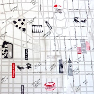 Tissu en coton BENARTEX, motif carte de New York, des rues et de l'Amérique, 0,5 mètre