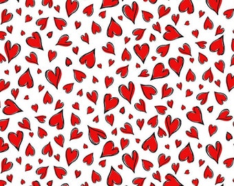 Hugs and Kisses Valentine's Day Heart 0.5 meter cotton fabric from Timeless Treasures