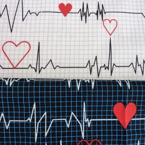 Calling all Nurses fabric bundle of 2 x 50 cm ECG First Aid Patchwork Cotton Fabric by Windham Fabrics