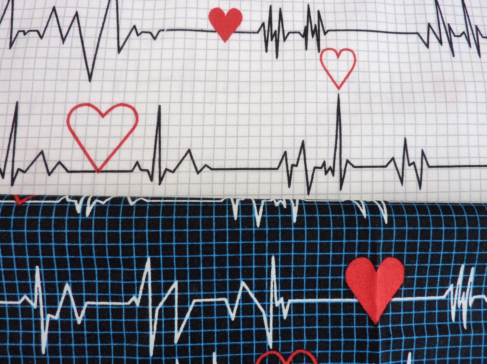 Heartbeat Ekg Stoff Stoff Meterware Baumwollstoff Ekg Ekg Stoff