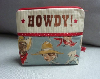 Howdy Wild West Buckaroos Chambray Blue Vintage Cowboy Texas  Alexander Henry