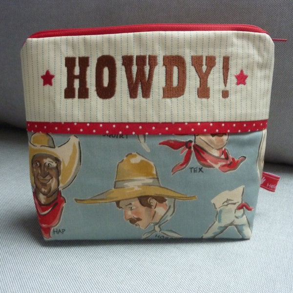 Howdy Wild West Buckaroos Chambray Blue Vintage Cowboy Texas  Alexander Henry