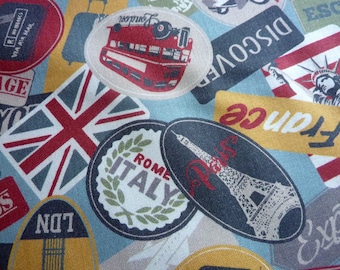 New York Destination London Paris World Traveler 0.5 meter cotton fabric by Northcott