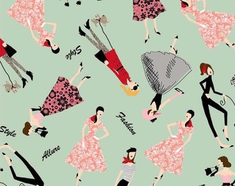 Fashionista MODE Trendsetter Glamour Tejido de algodón de 0,5 metros de Michael Miller