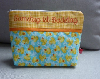 Swimming bag Saturday is swimming day Cosmetic bag The duck stays outside