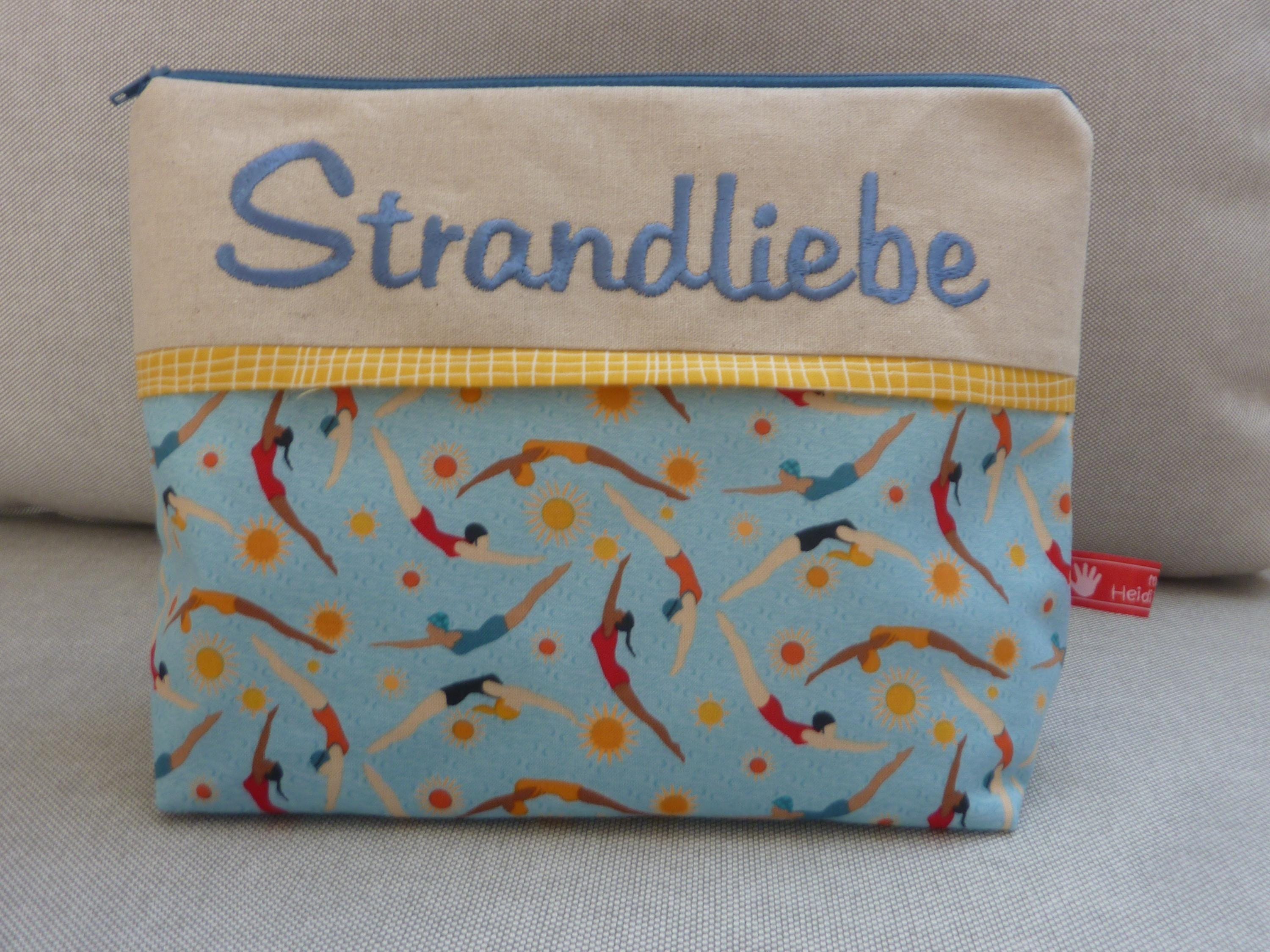 PQV Kosmetiktasche Mit Sommer-Motiv – 24x17x5 Cm, Baumwolle-Leinen, Wasserabweisend