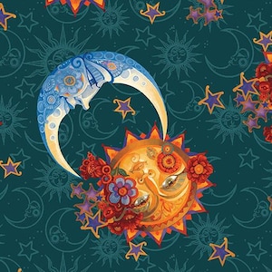 MOON SUN STARS Moon and Sun 0.5 meter cotton fabric Benartex