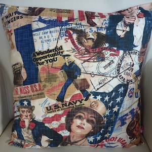 I want you, USA, housse de coussin 40 x 40 cm, tissu coton, Amérique, rareté