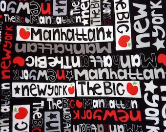 NEW YORK City Slang Benartex 0,5 mètre tissu en coton lettres Big City