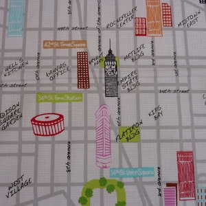New York City Map Multi Patchwork America tissu en coton de 0,5 mètre de Benartex
