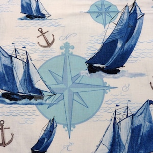 Maritime Sailboats Compass 0.5 Meter Cotton Fabric by Quilting Treasures