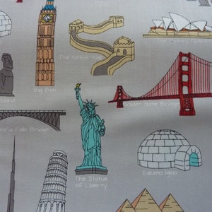 New York London Paris & Co Weltenbummler World Traveller 0,5 Meter Baumwollstoff