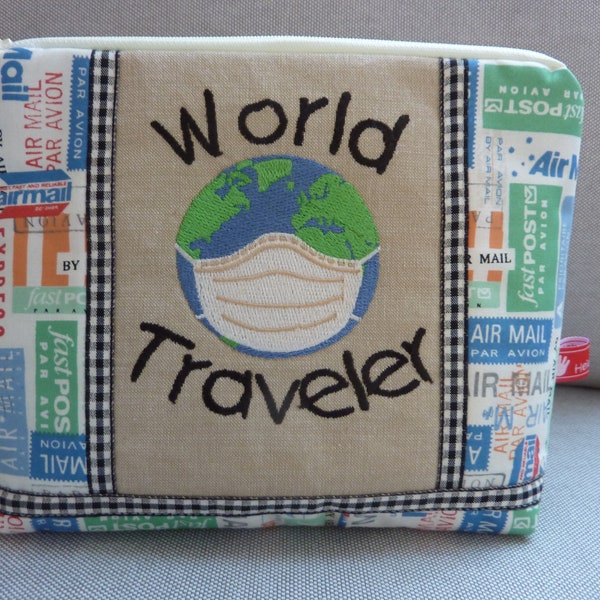 Cosmetic Bag, Globetrotter, New York, Rome, London, Passport, World Traveler