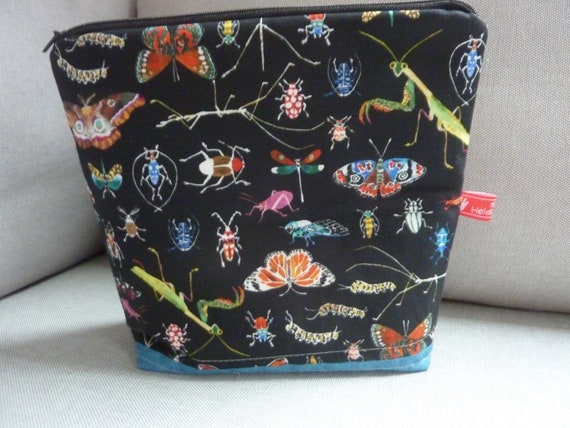 LEVLO Kosmetiktasche Mit Käfer-Motiv – Aus Baumwoll-Leinen, 23 X 17 Cm, Wasserabweisend