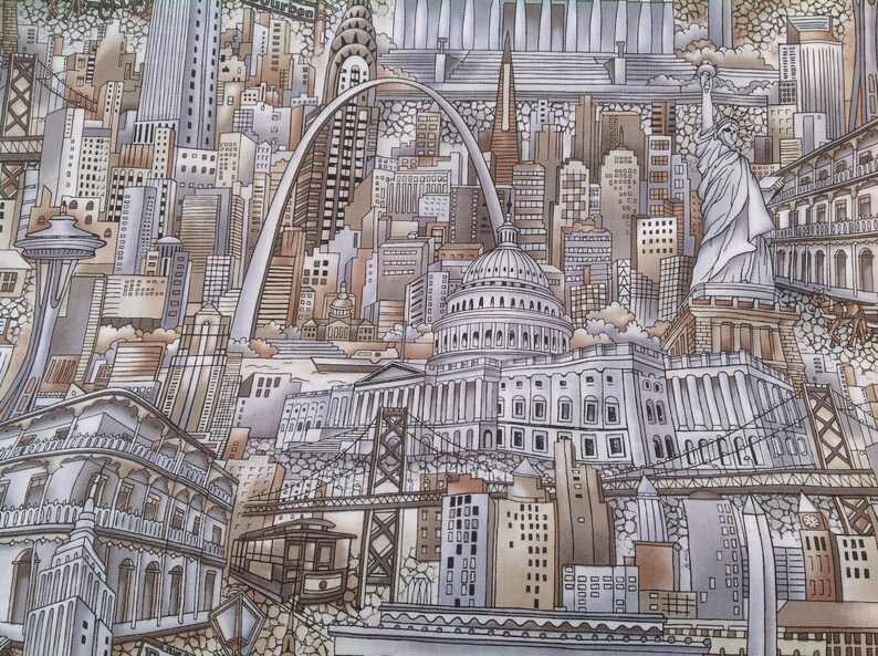 New York 1 Meter Globetrotter Cotton Route 66 America/'s Big Cities