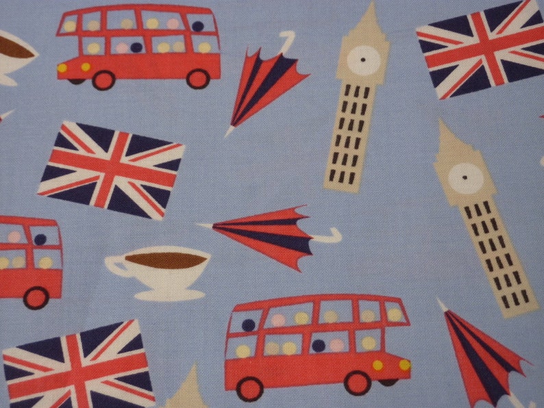 Very British,Patchwork 1 meter London England,Union Jack Cotton