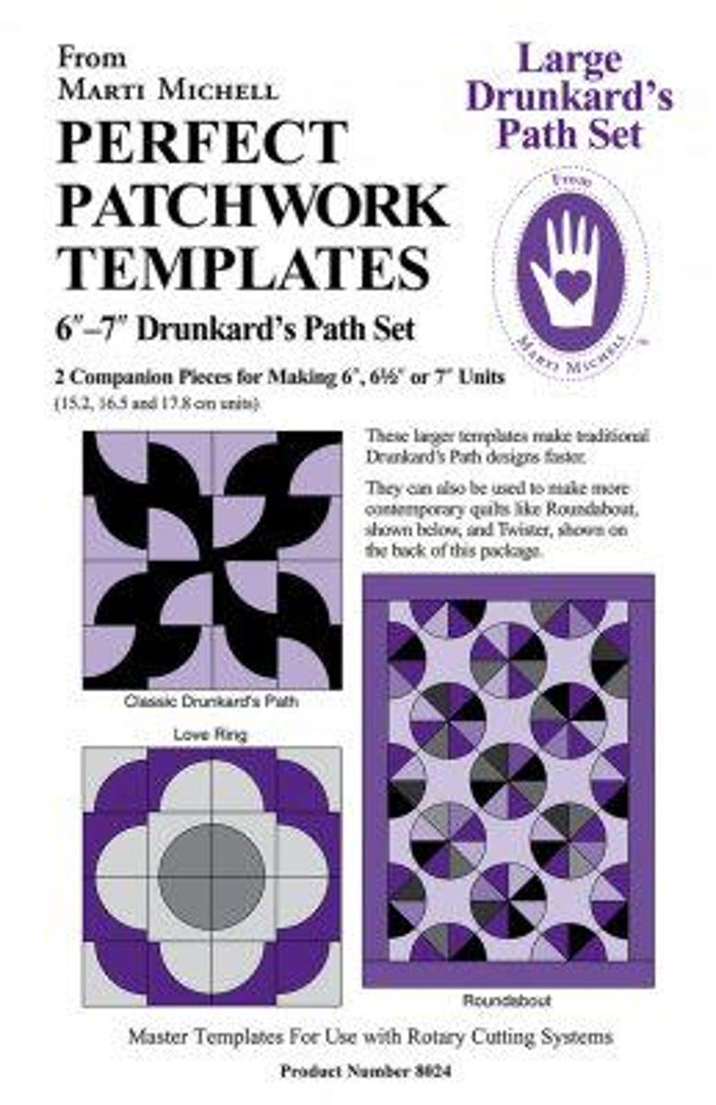 Drunkard Path Perfect Patchwork Mallar 6 och 7 tum Stort Set Nr 8024 bild 1