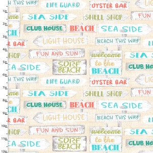 Happy Camper Beach Travel Sun and Fun 0.5 meter cotton fabric motorhome signs