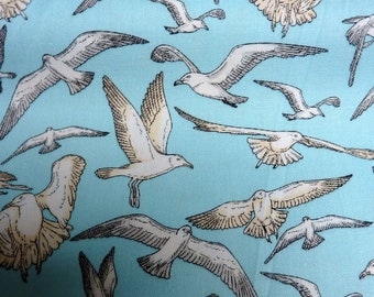 Lighthouses Maritime Beach Island Seagulls Harbor, Wyndham Fabrics 0.5 Meter Cotton Fabric