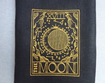 Büchertasche The Moon Tarotkarte Mondphasen gepolsterte Buchhülle  Schutzhülle Booksleeve bestickt Schutzhülle