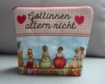 Goddesses don't age Fruit Ladies cosmetic bag Happy Hour My figure a lukewarmness of nature Embroidery Statement