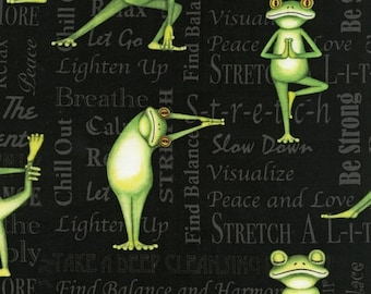 YOGA Frogs Back in 5 Minutes Namaste 0.5 meter cotton fabric by Robert Kaufman