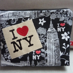 Kosmetiktasche I love New York  Weltenbummler  Miss Liberty  und Empire Building