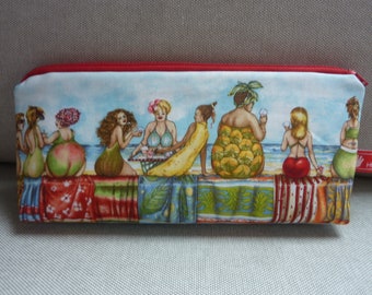 Maritime Kosmetiktasche Strandliebe mit den  Fruit Ladies  Badenixen Stifttasche