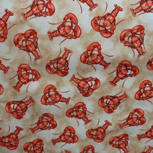 Red Lobster Maritime Lobster Maritime Beach Island Sylt Patchwork 0.5 meter cotton fabric from Windham