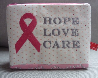 Kosmetiktasche Hope Love Care Erste Hilfe gestickter Text Krankheit Krebs Cancer