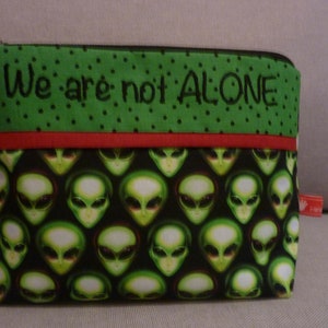 cosmetic bag, Area 51, Alien, We are not ALONE, embroidered cool text,